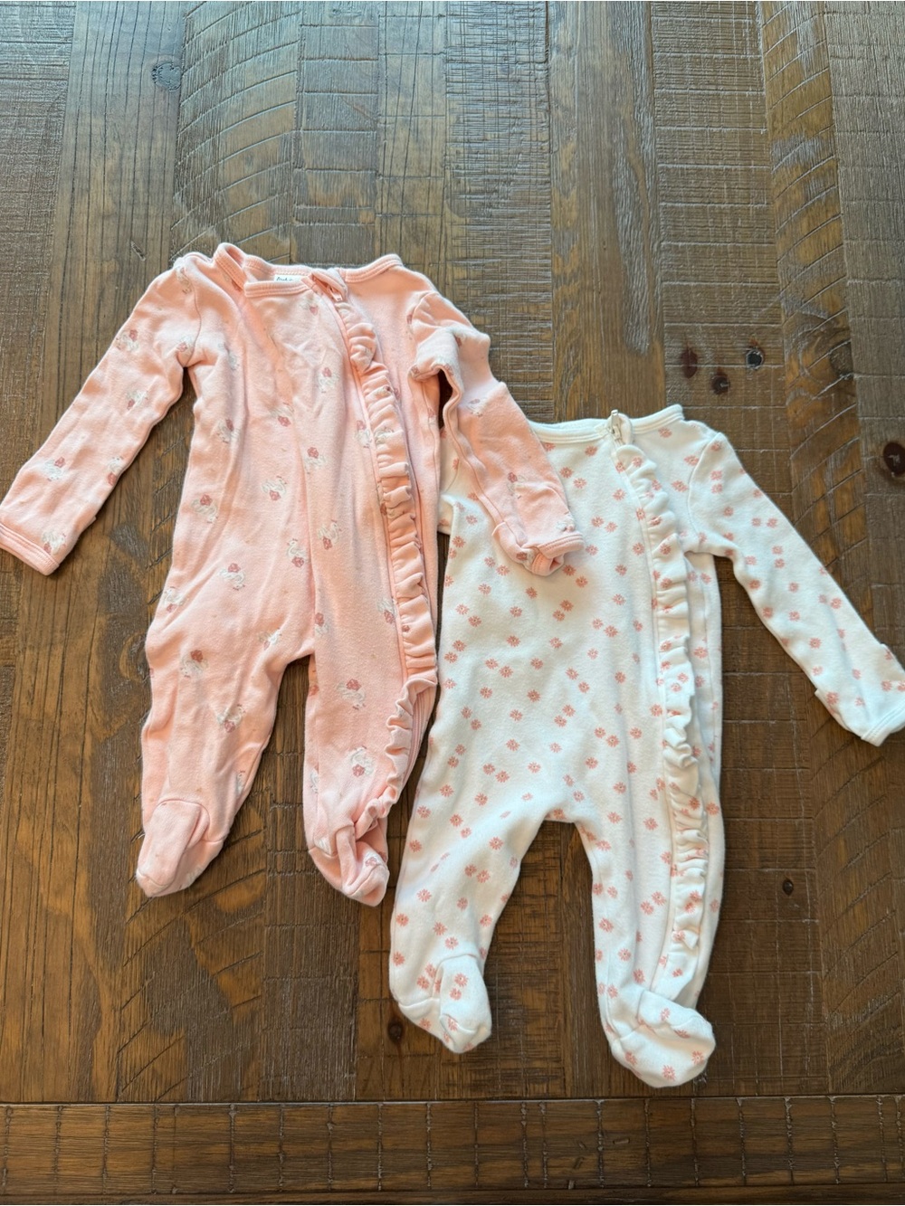 First Impressions Baby Girl Footed Cotton Sleeper Bundle 0–3 Months (2 Pack)